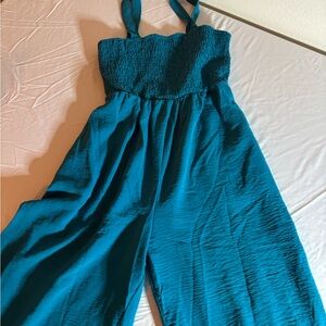 Teal Wide Leg Jumpsuit